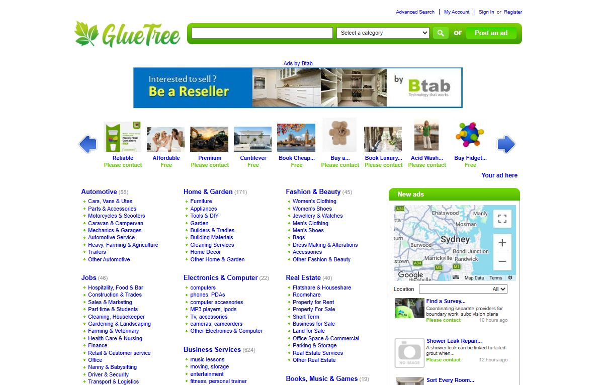 The GlueTree Australia website